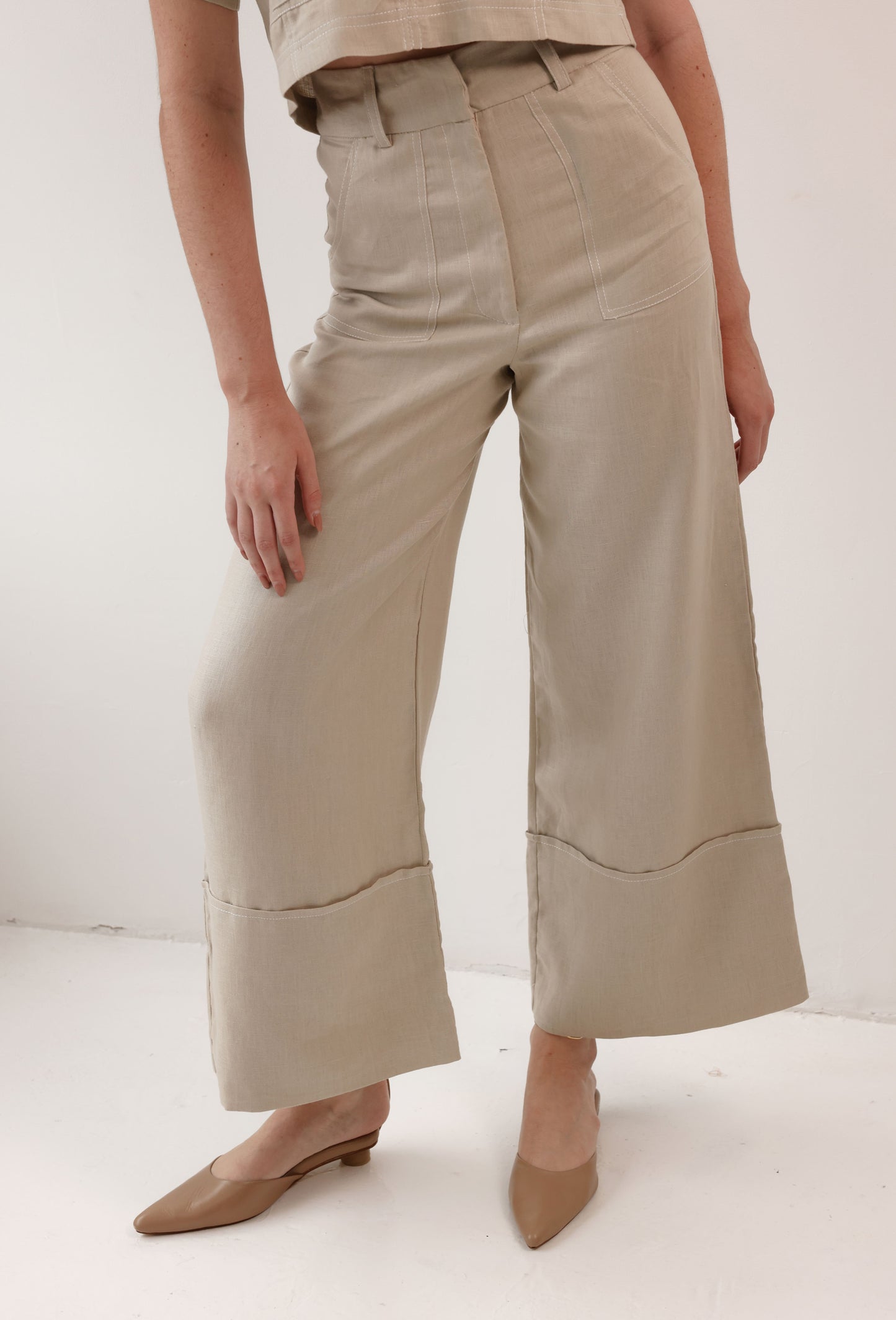 PANTALON LUCIANA LINO CAMEL