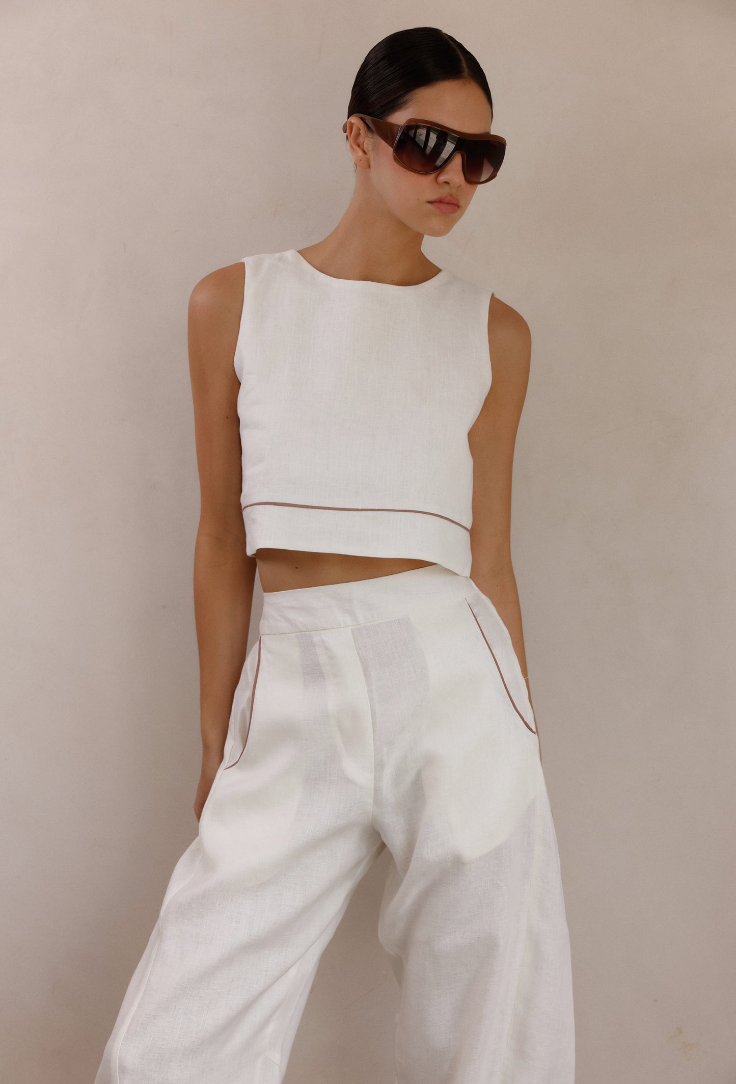 BLUSA DARIA BLANCO-BIES CAMEL