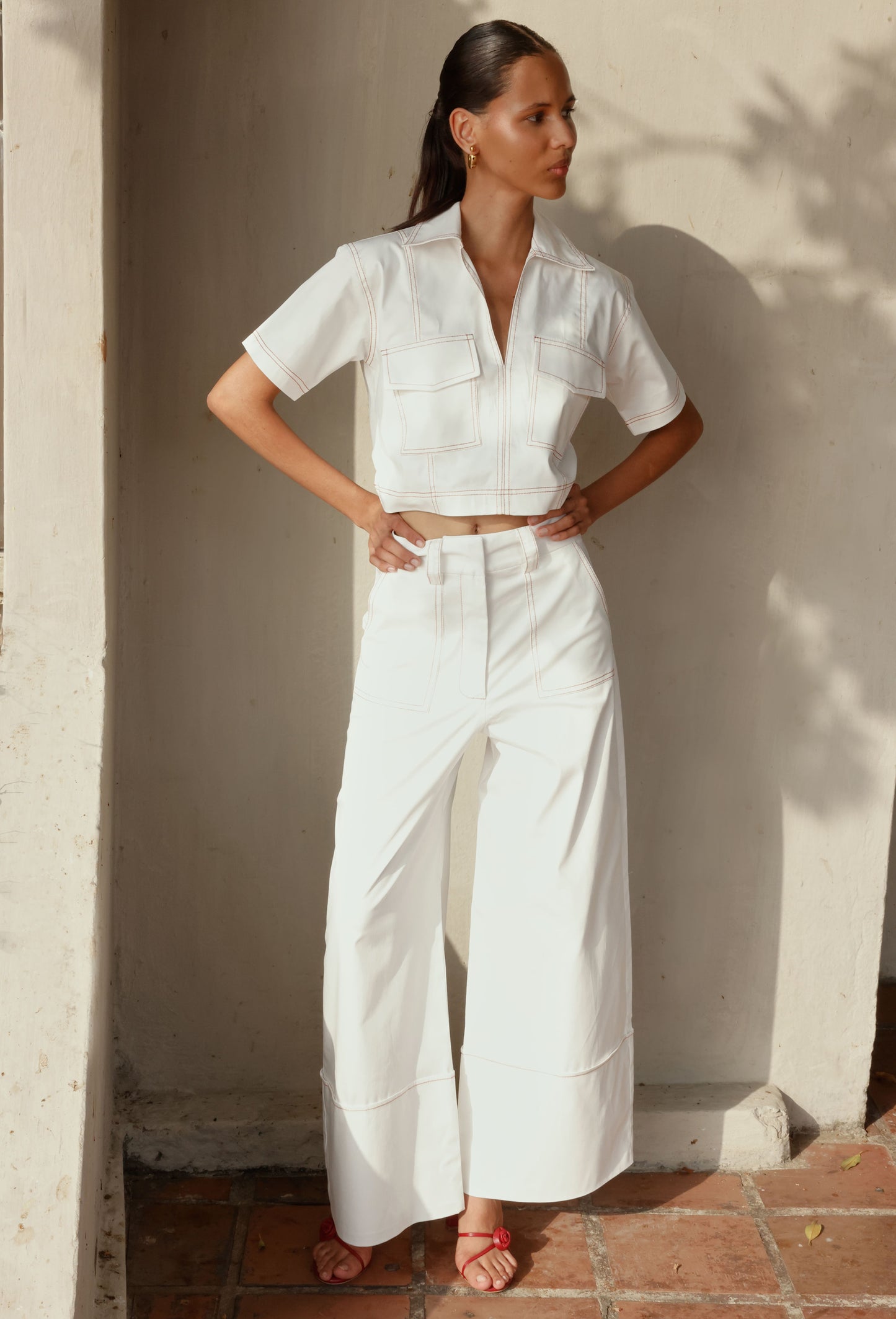 PANTALON LUCIANA BLANCO/ LADRILLO