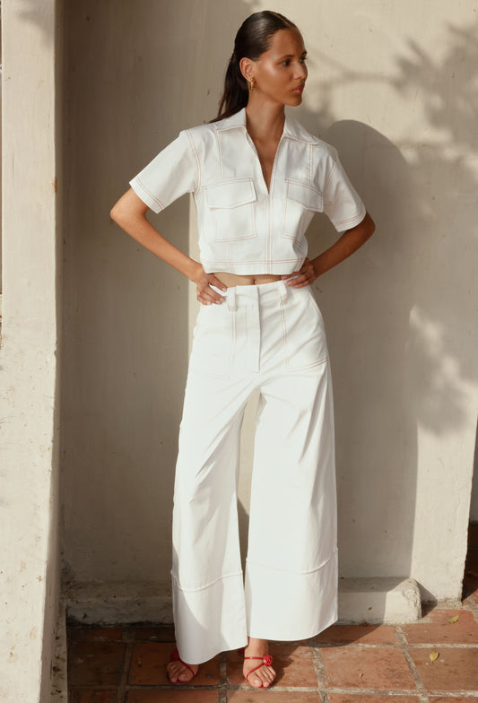 PANTALON LUCIANA BLANCO/ LADRILLO