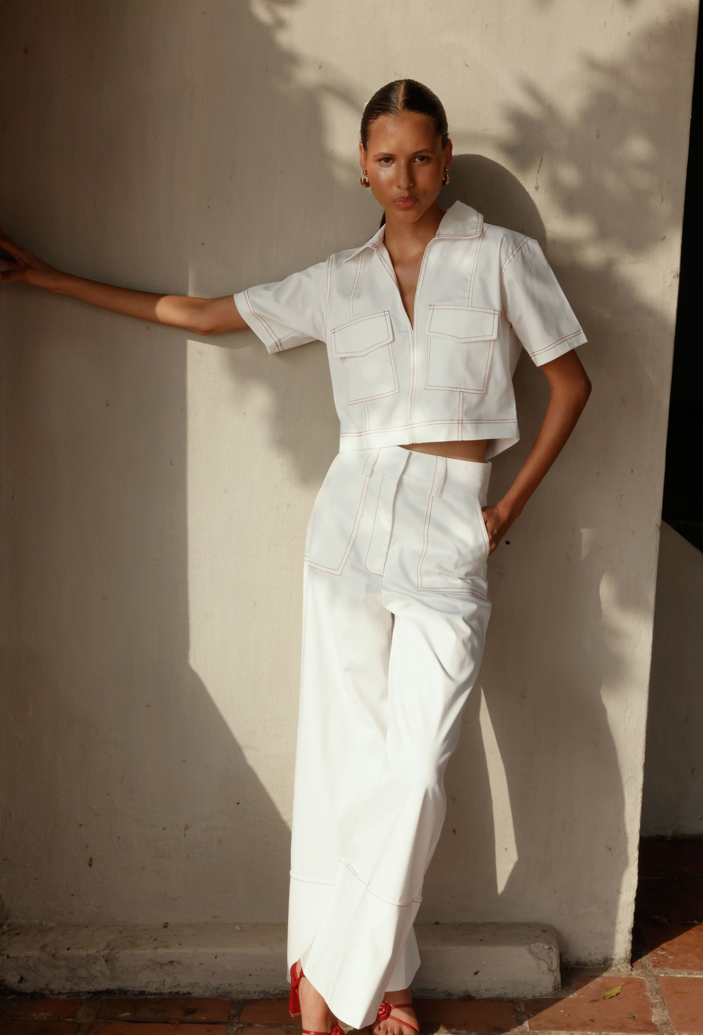 PANTALON LUCIANA BLANCO/ LADRILLO