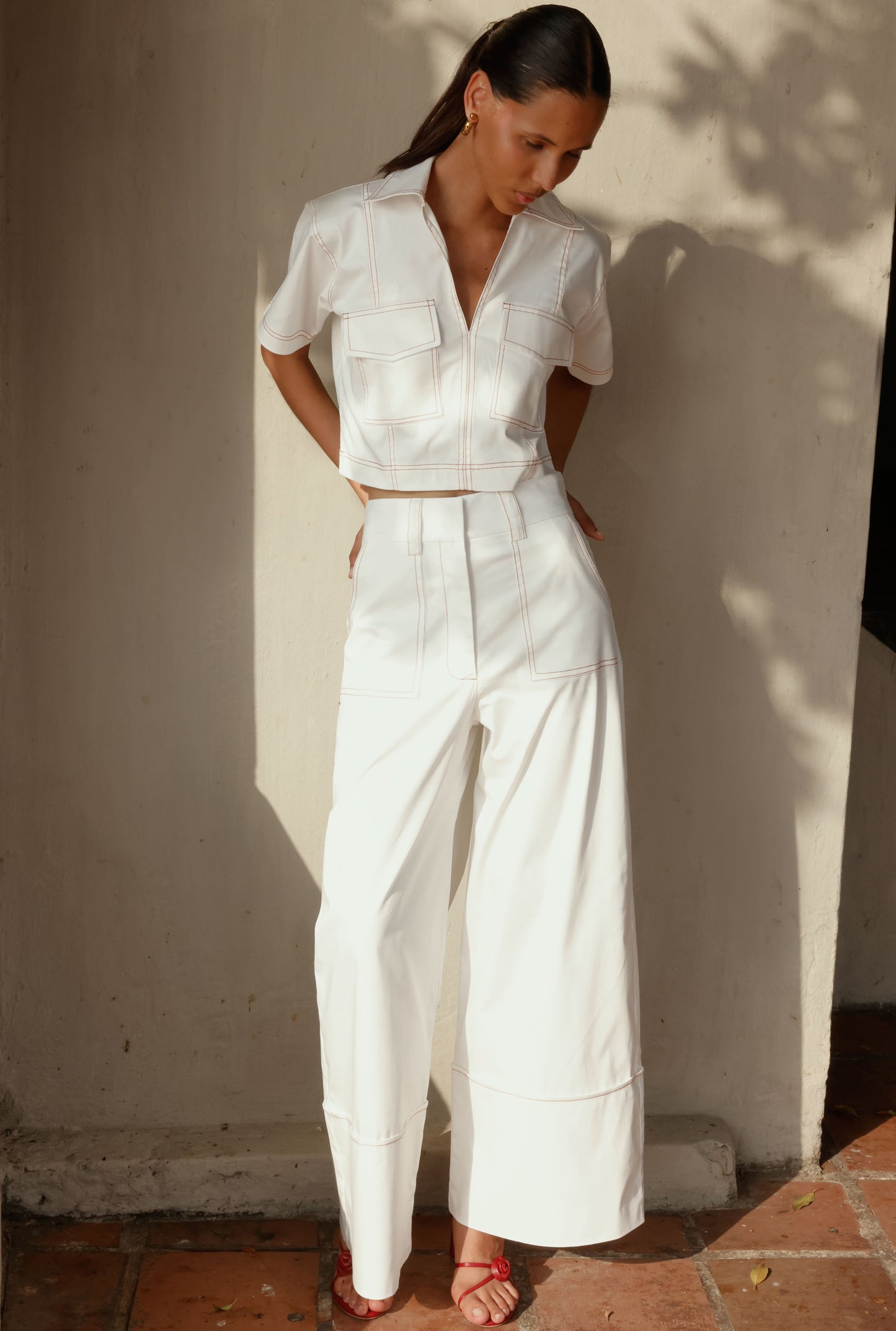 CAMISA FREYA BLANCA/ LADRILLO