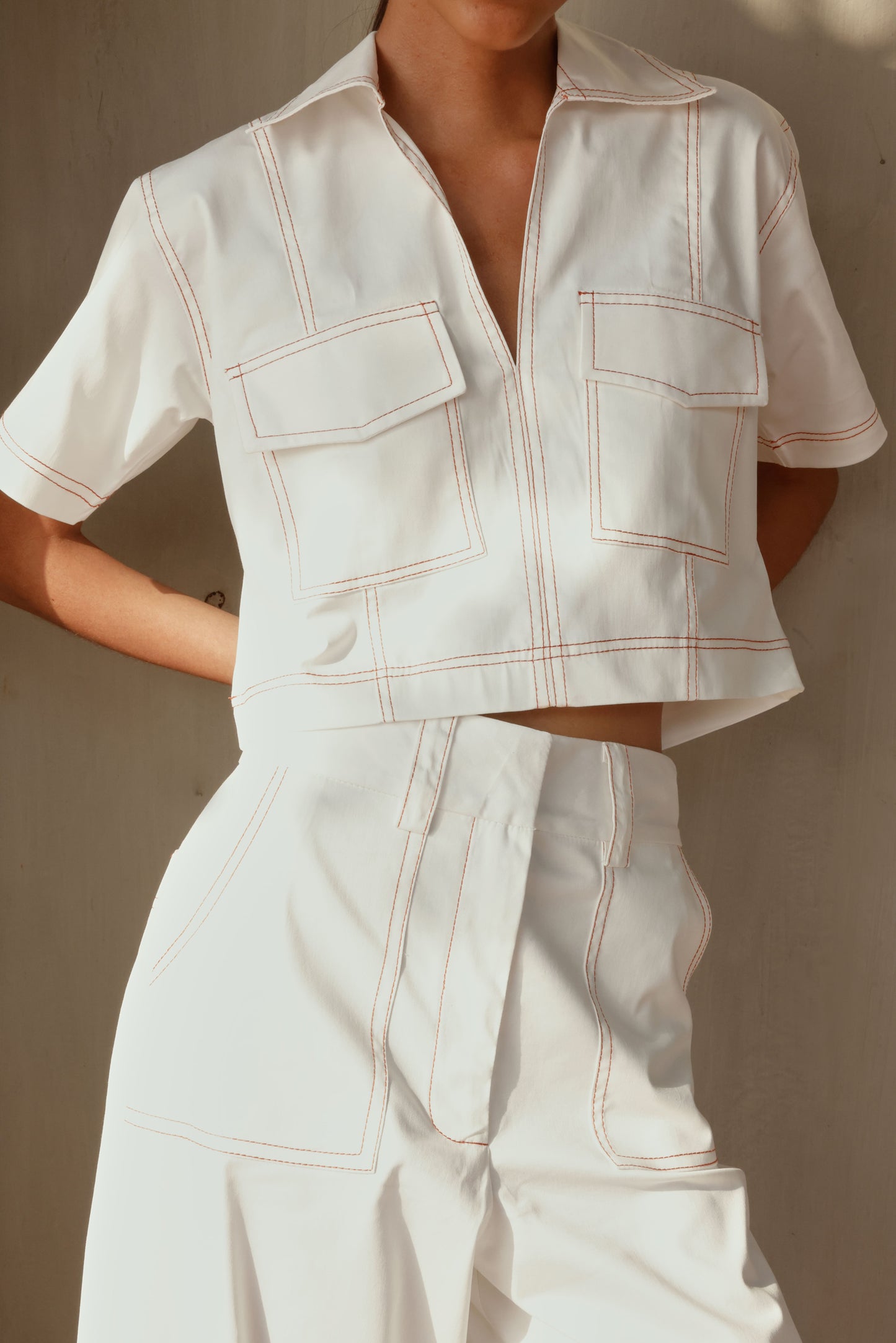 CAMISA FREYA BLANCA/ LADRILLO