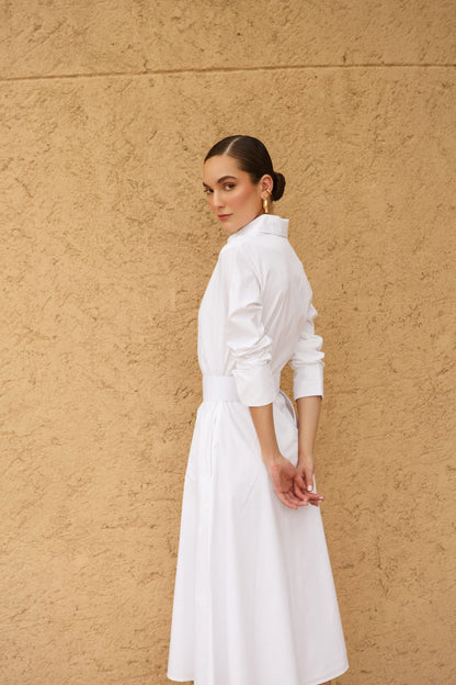 vestido-blanco-popelina- mujer- elegante