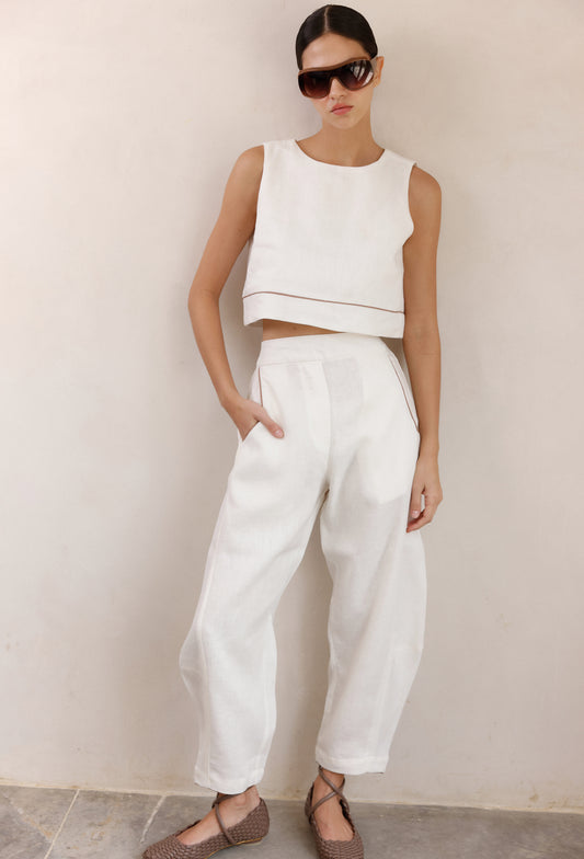 BLUSA DARIA BLANCO-BIES CAMEL