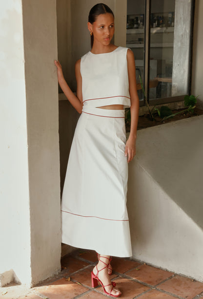 BLUSA DARIA BLANCO- BIES ROJO