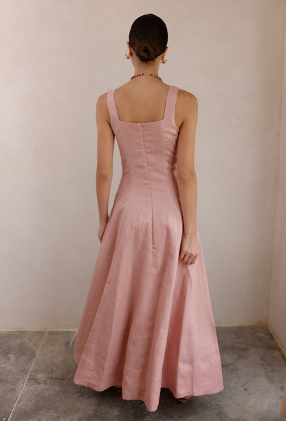 VESTIDO CARLOTA LINO ROSA