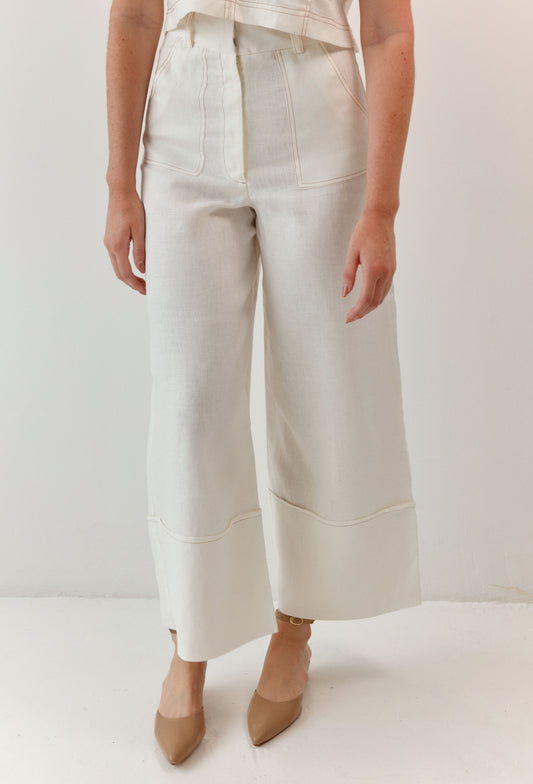 PANTALON LUCIANA LINO BLANCO