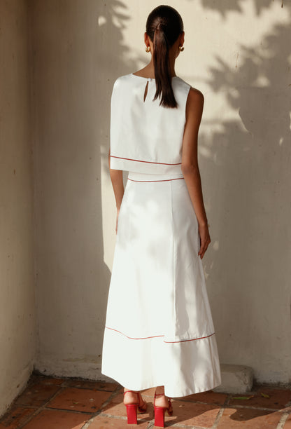 BLUSA DARIA BLANCO- BIES ROJO