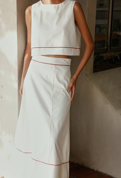 BLUSA DARIA BLANCO- BIES ROJO