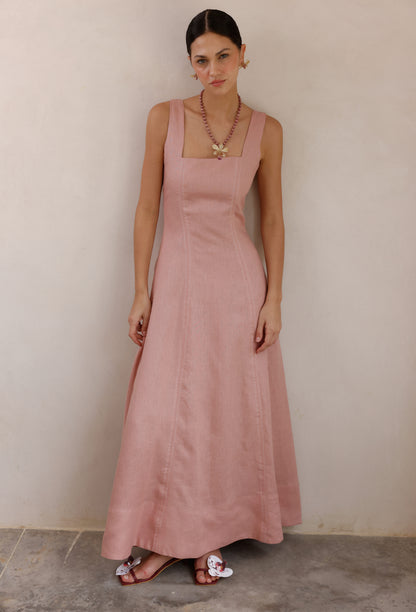 VESTIDO CARLOTA LINO ROSA