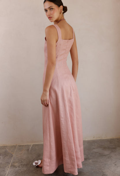 VESTIDO CARLOTA LINO ROSA
