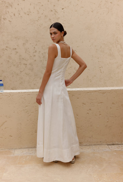 VESTIDO CARLOTA LINO BLANCO