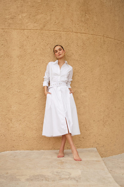vestido-blanco-popelina- mujer- elegante